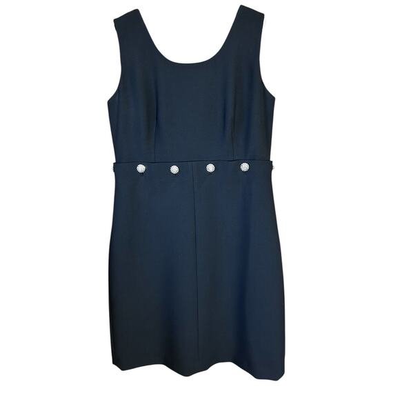 Tory Burch Women’s Black Fremont Midi Rhinestone Buttons Cocktail Dress Size 14 - Picture 3 of 16